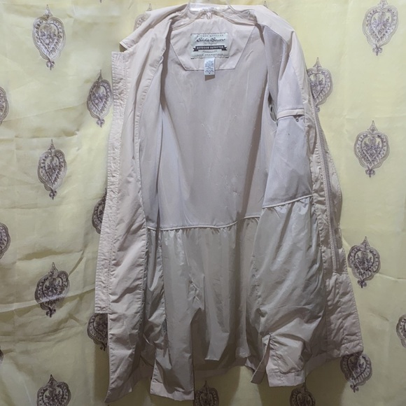 MEN EDDIE BAUER TRENCH VELCRO/ZIP FRONT CLOSURE, WELT POCKETS BEIGE SZ M - Picture 8 of 15